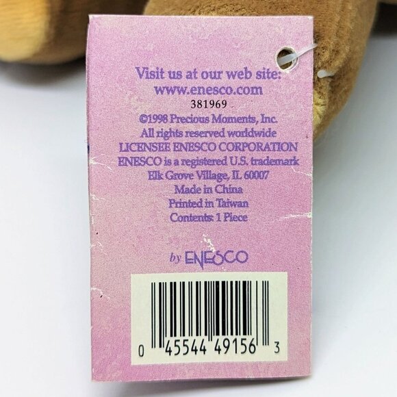 Vtg Precious Moments Tender Tails Plush Reindeer With Tag By Enesco Christmas - Picture 4 of 4